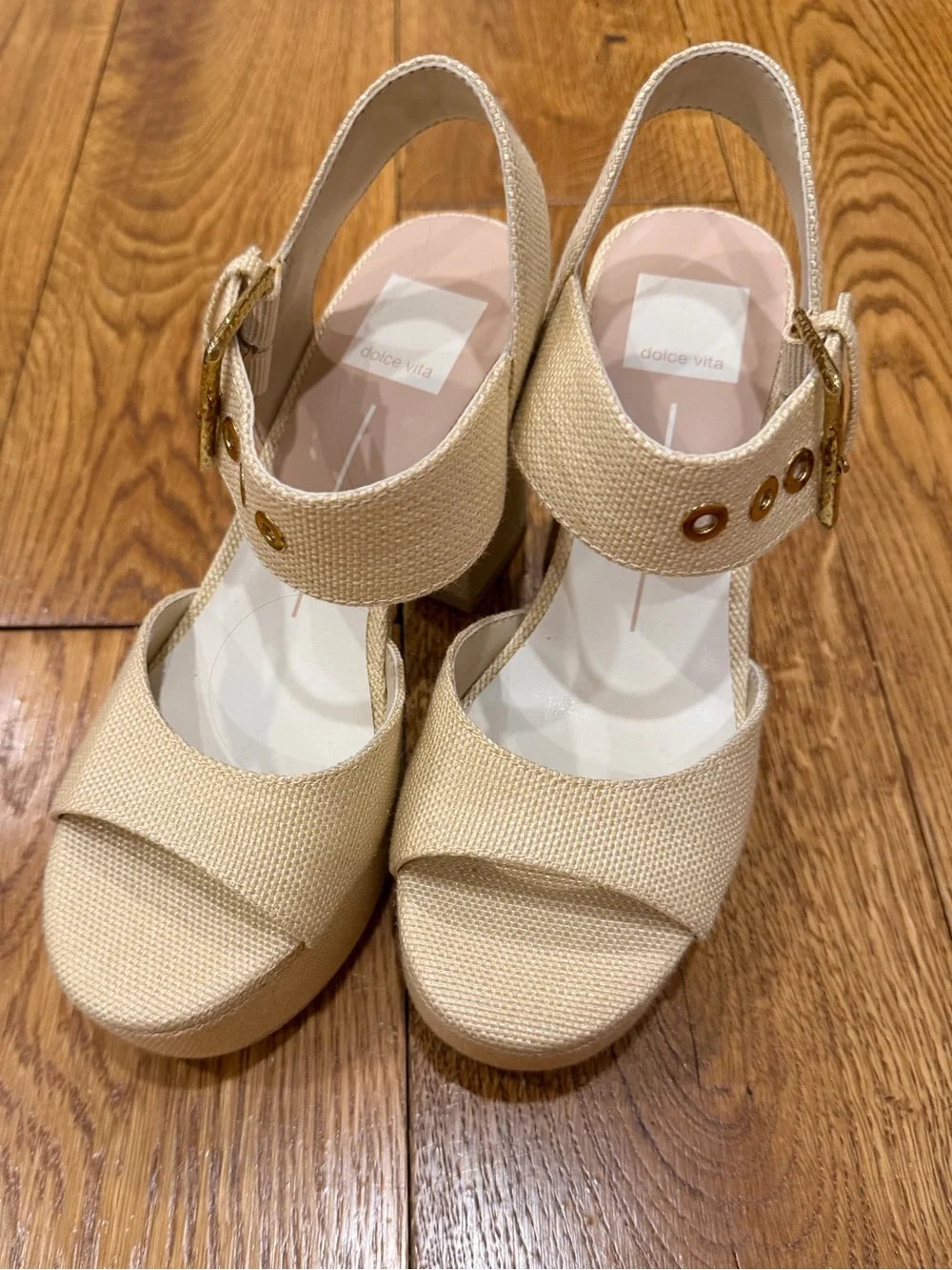 Dolce Vita Bobby Natural Woven Platform Block Heel Sandals